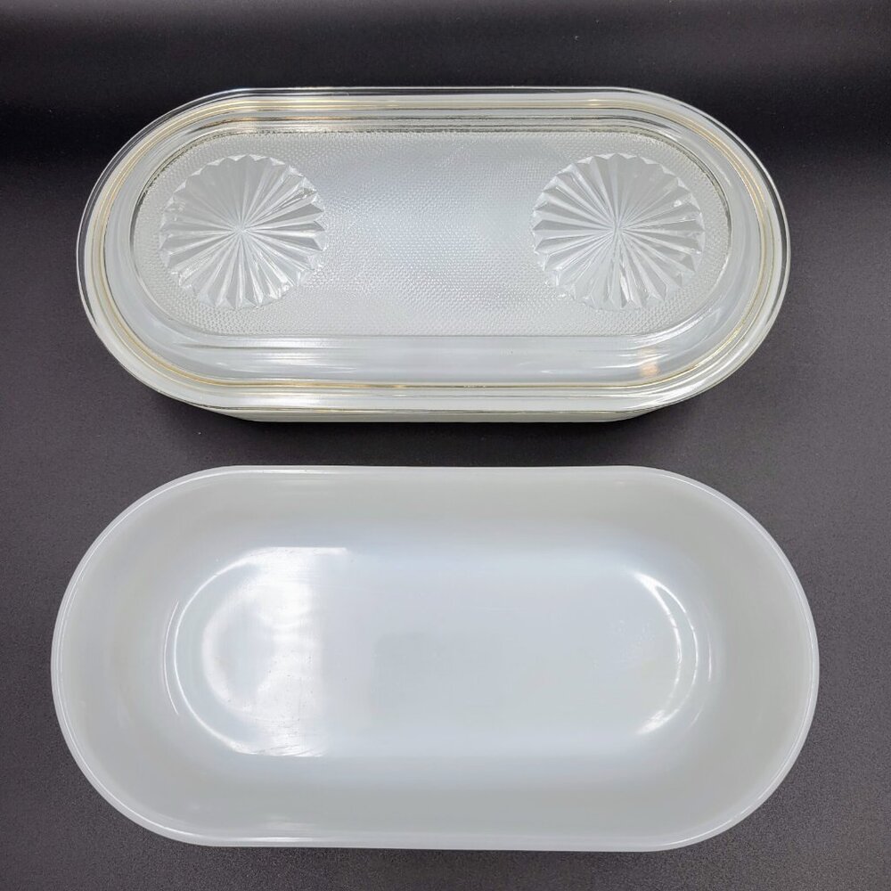 Vintage Anchor Hocking Fire King Refrigerator Dish Ware Milk Glass Fridgie